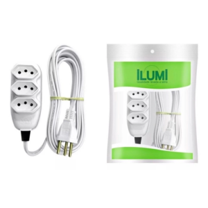 Extensão ILUMI abnt 2P paralela 3 tomas 10m