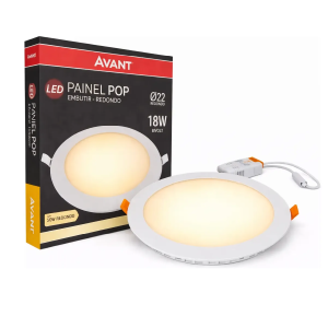 Painel Led Embutir Redondo Avant 18w Amarelo
